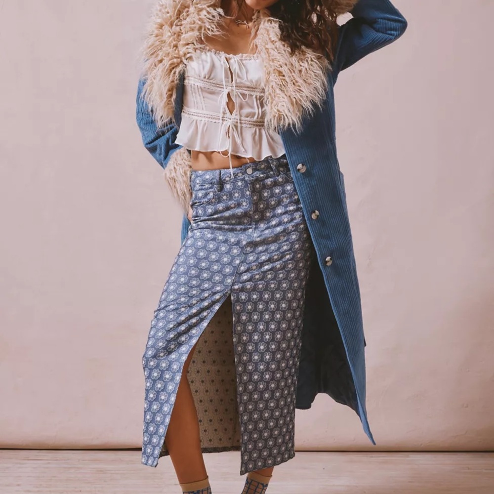 NWT Sister Jane Daisy Denim Maxi Skirt